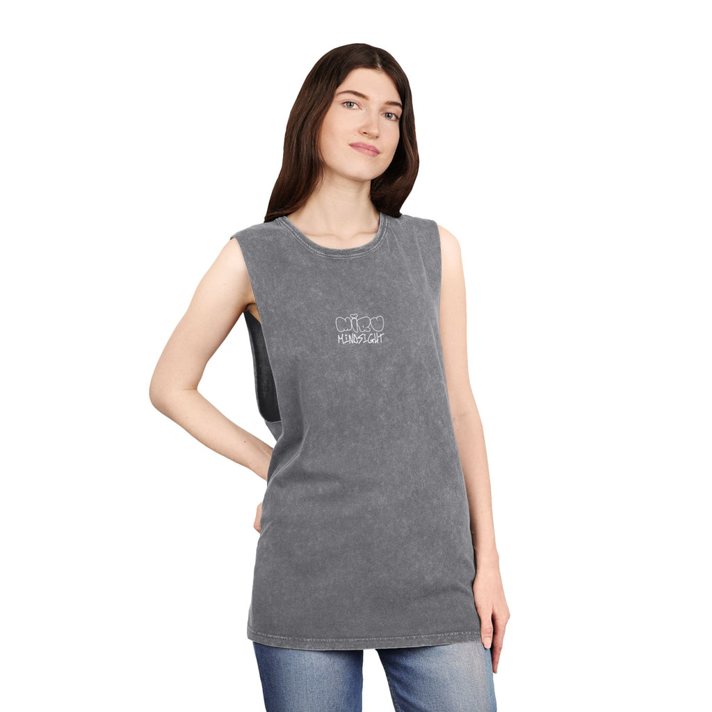 "I'm Happy You're Here" Logo Unisex Stonewash Tank Top