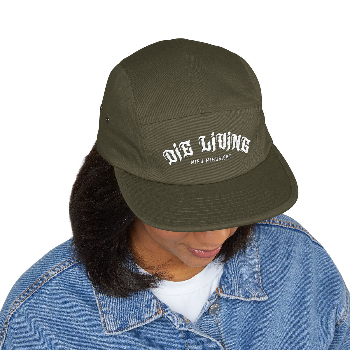 5-Panel Cap — "Die Living" Embroidered Skate Style Hat