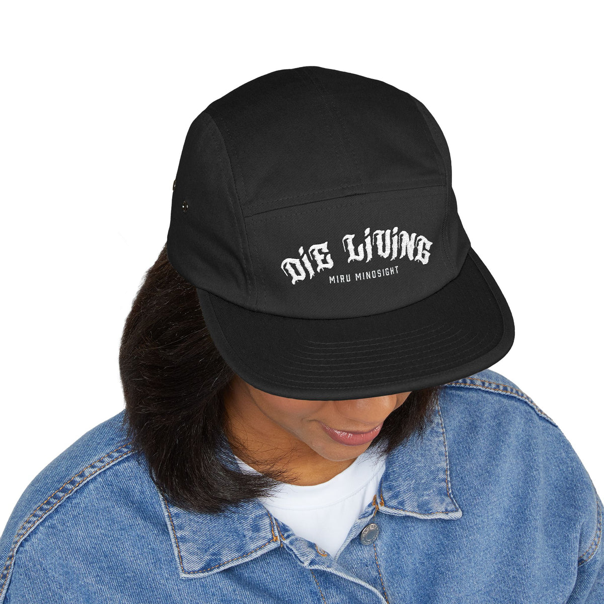5-Panel Cap — "Die Living" Embroidered Skate Style Hat
