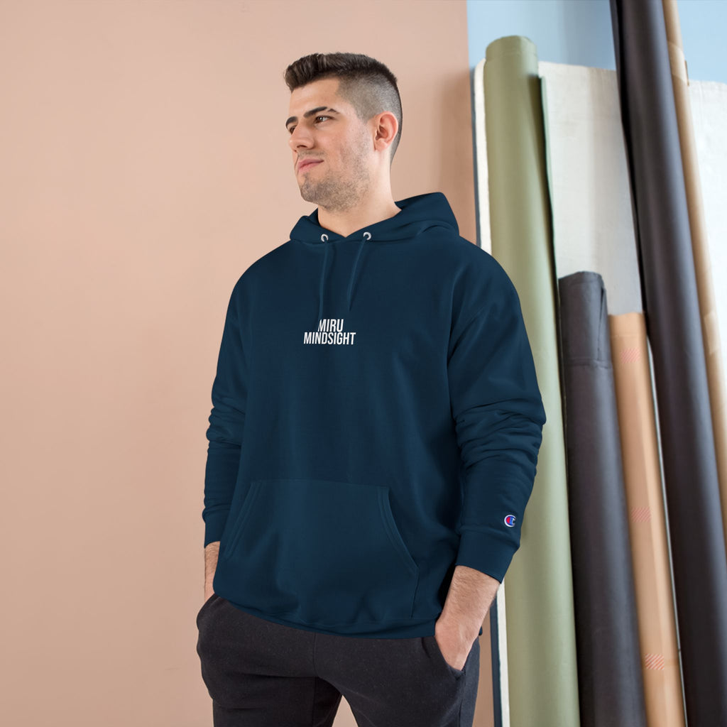 "I'm Happy You're Here." Print Unisex Champion White Hoodie