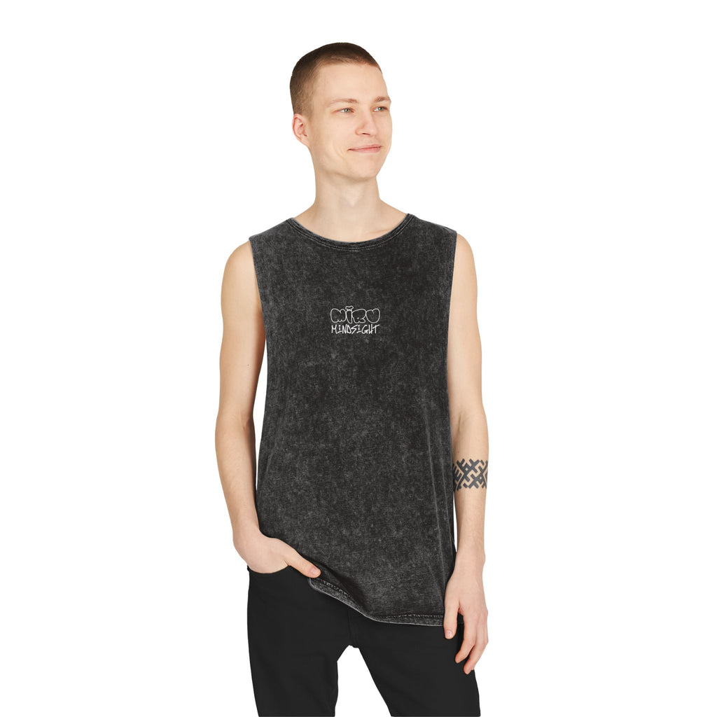 "I'm Happy You're Here" Logo Unisex Stonewash Tank Top
