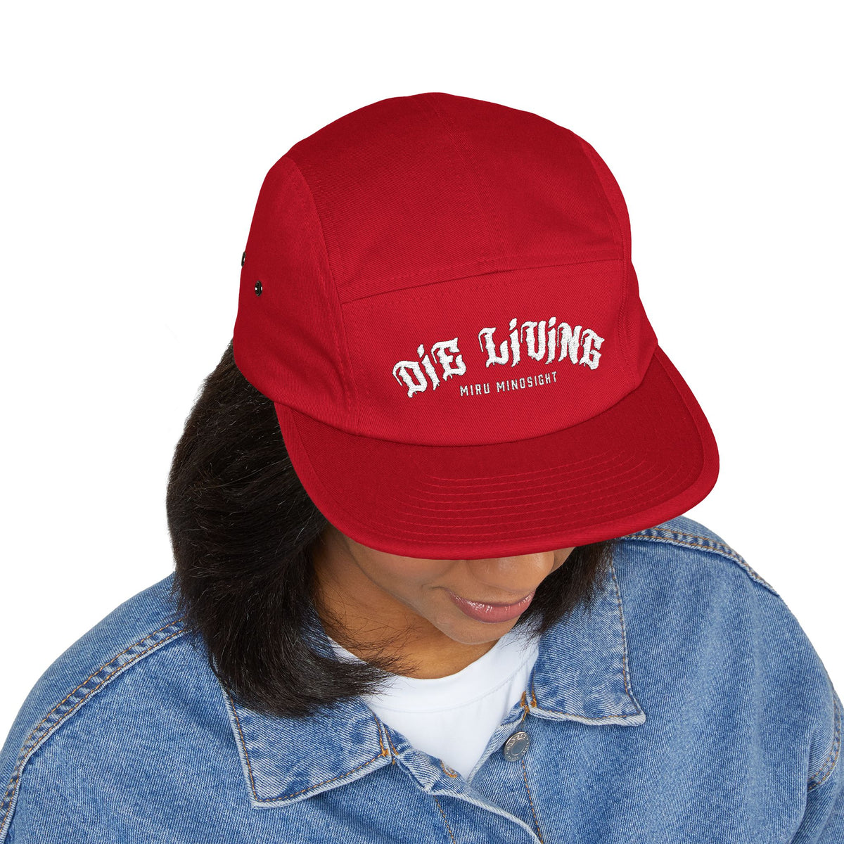5-Panel Cap — "Die Living" Embroidered Skate Style Hat