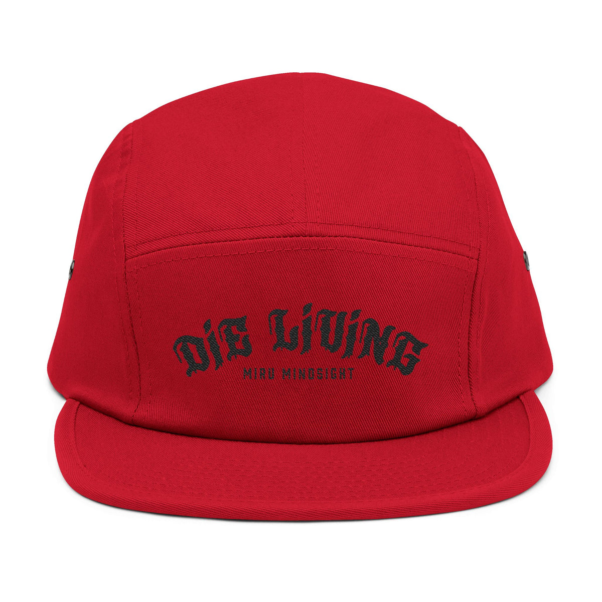 5-Panel Embroidered Cap — "Die Living" Streetwear Hat (Black lettering)