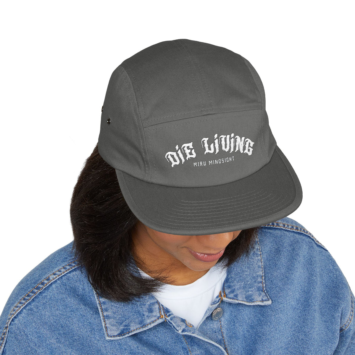 5-Panel Cap — "Die Living" Embroidered Skate Style Hat