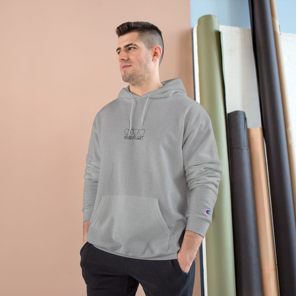 "I'm Happy You're Here." Logo Champion Hoodie
