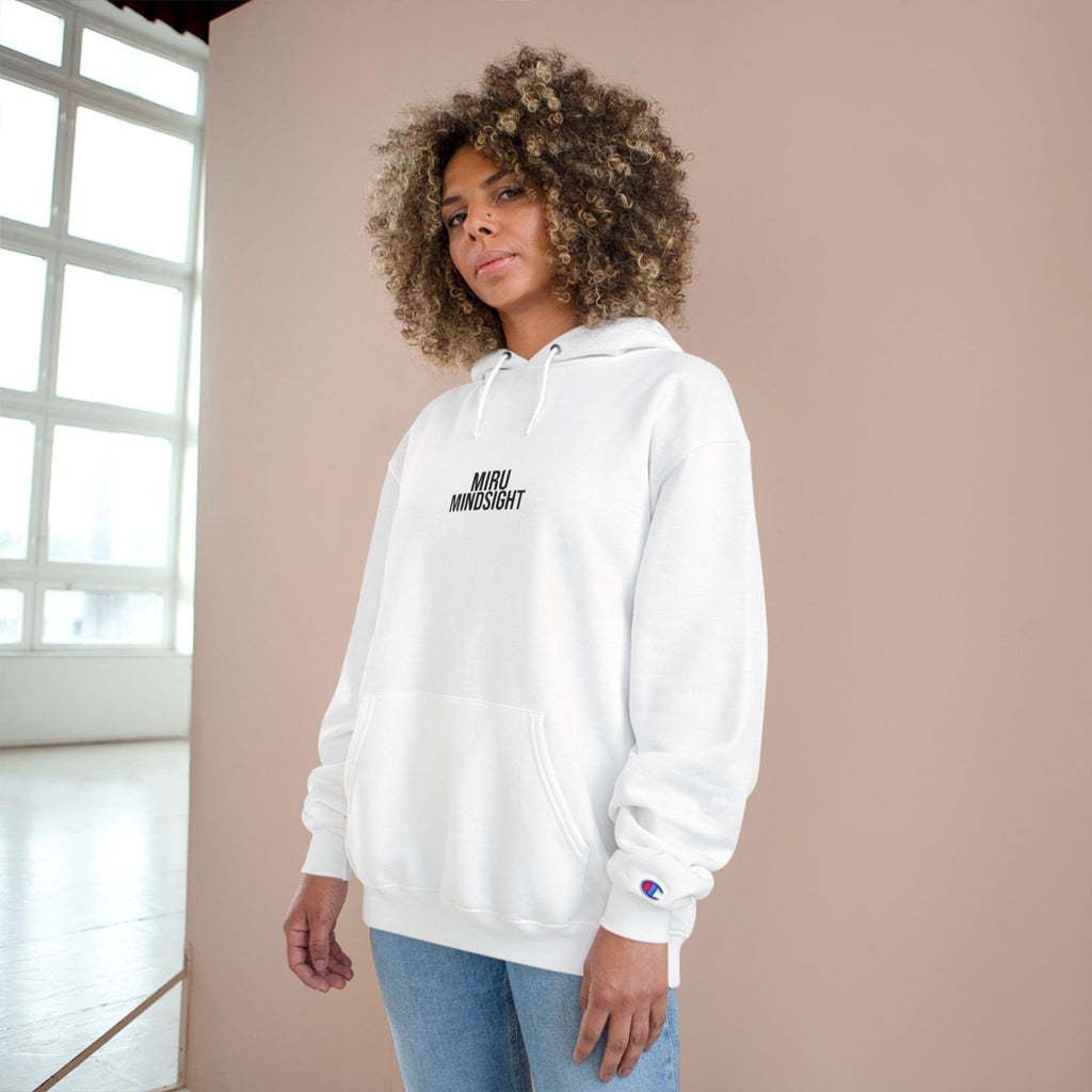 "I'm Happy You're Here." Print Unisex Champion White Hoodie